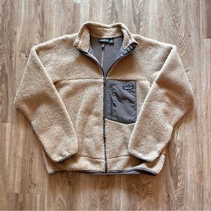 Patagonia Retro X Tan Grey High Pile Sherpa Fleece Vintage 2002 Size Large